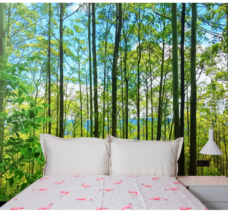 Wall mural nature tall green trees - TenStickers