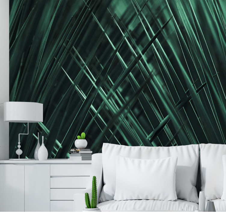 Wall mural nature textured green strands - TenStickers