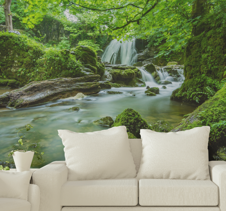 Wall mural nature tranquil forest stream - TenStickers