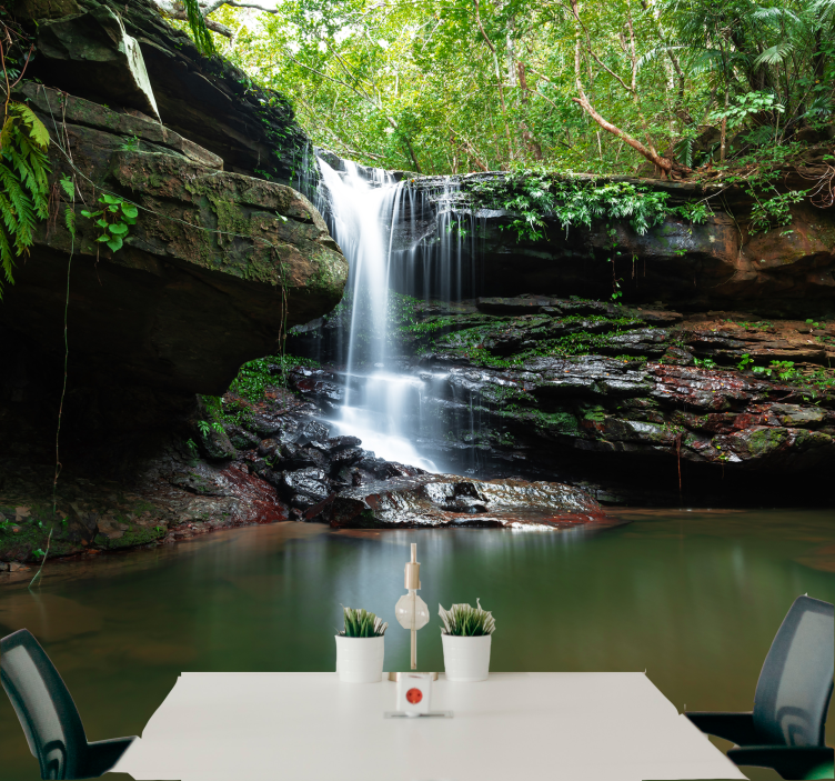 Wall mural nature tranquil waterfall scene - TenStickers