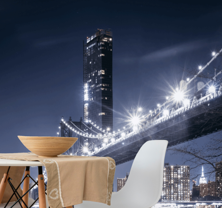 Wall mural new york brooklyn bridge night scene - TenStickers