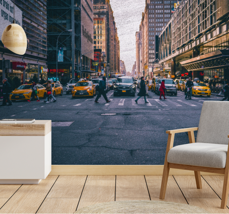 Wall mural new york busy new york street scene - TenStickers