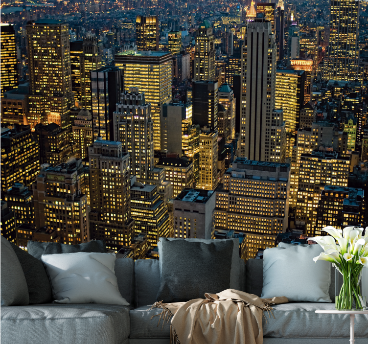 Wall mural new york city skyline at night - TenStickers