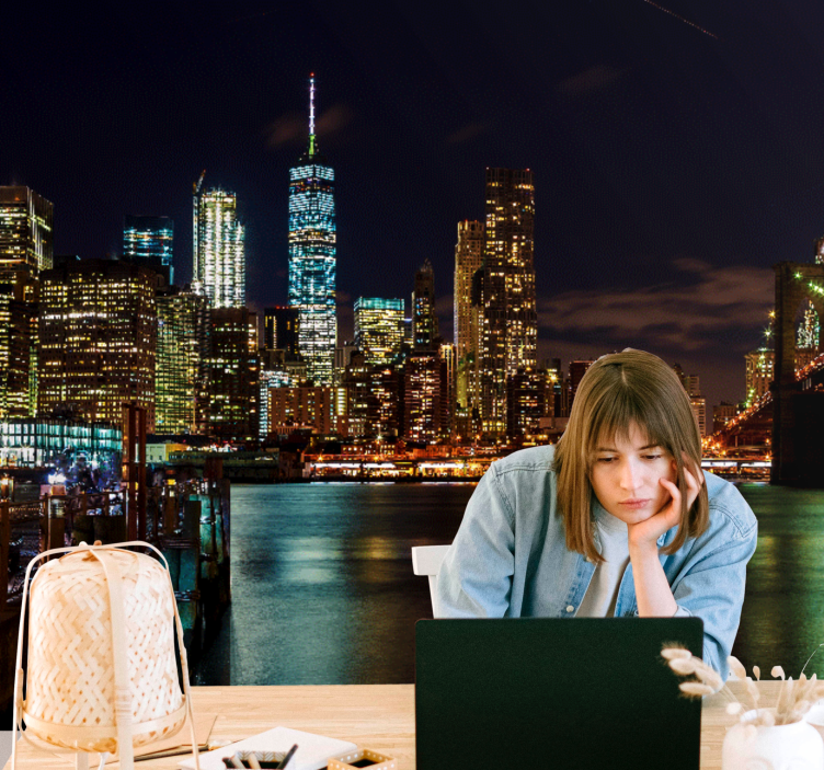 Wall mural new york manhattan night view - TenStickers