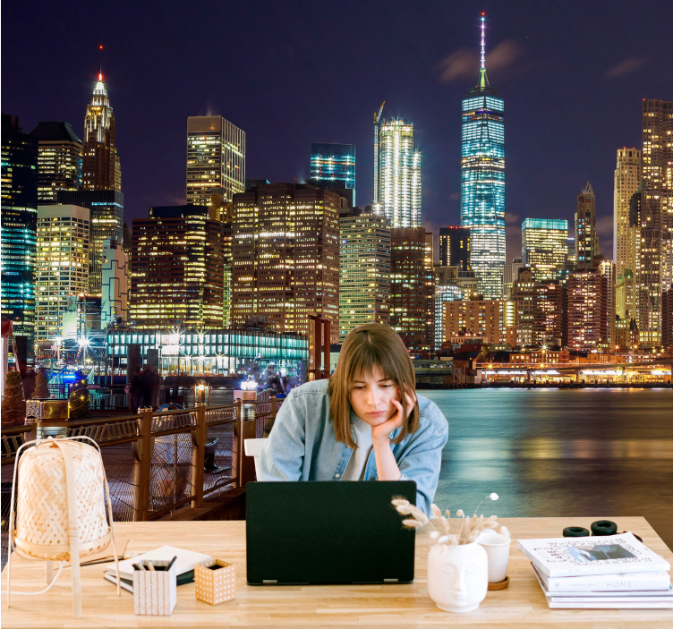 Wall mural new york urban night skyline - TenStickers