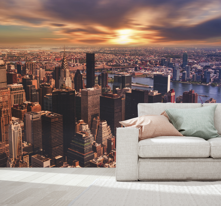 Wall mural new york urban skyline at dusk - TenStickers