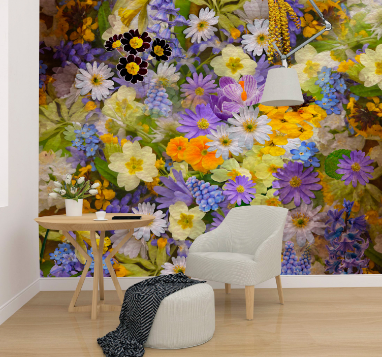 Wall mural of spring flowers wall mural - TenStickers
