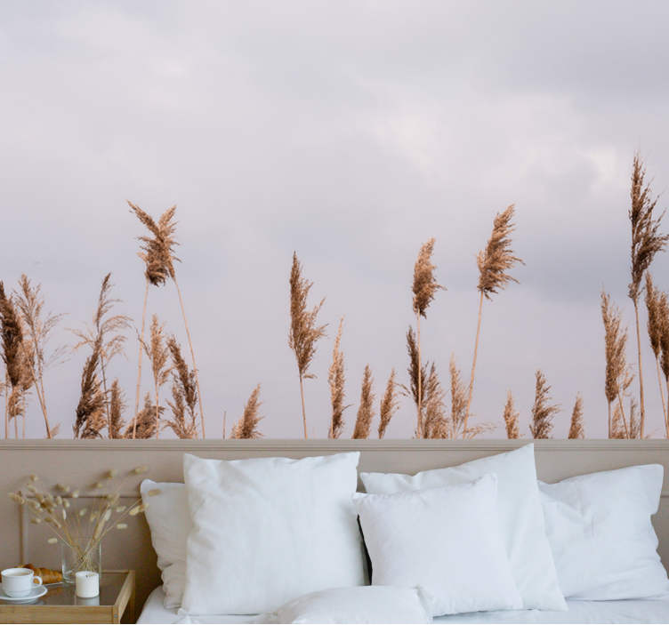 Wall mural trees tall grass silhouettes - TenStickers