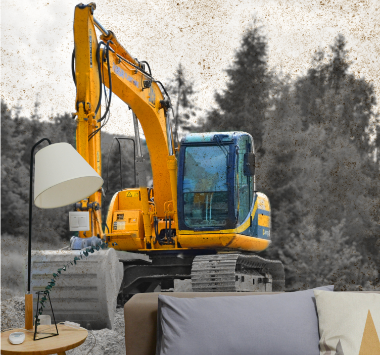 Wall mural vehicle excavator machinery scene - TenStickers
