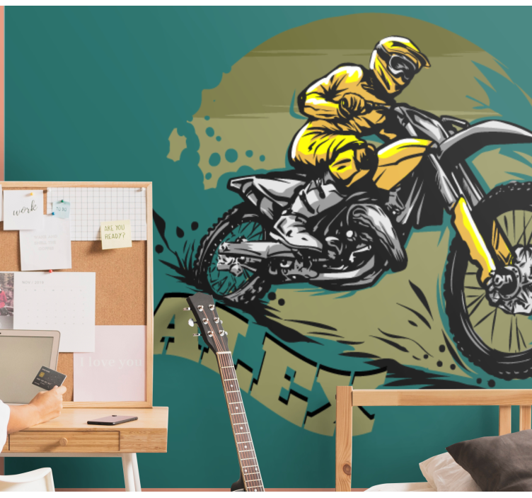 Wall mural vehicle motocross rider in action - TenStickers