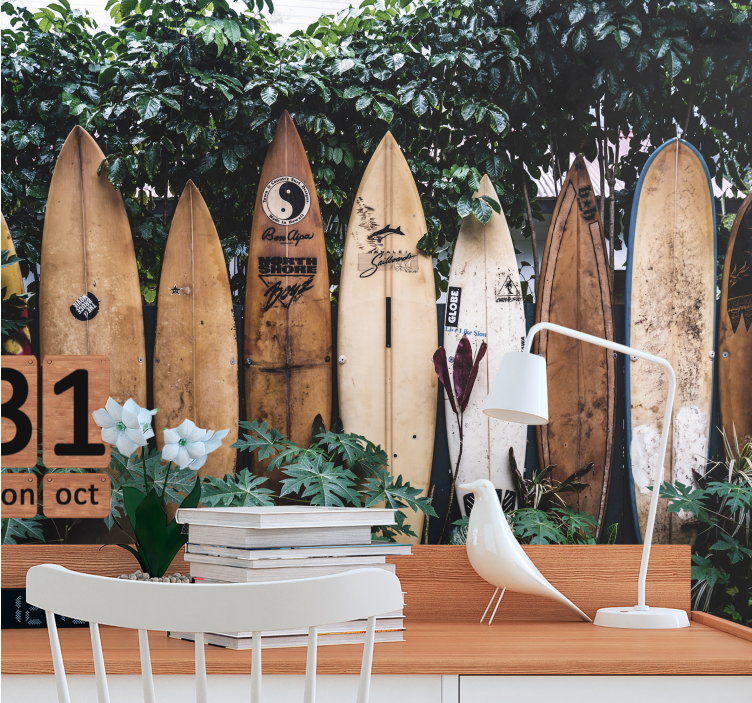 Wall mural vehicle surfboards on display - TenStickers