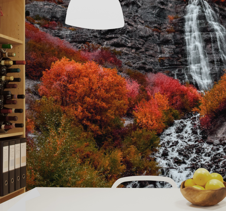 Wall mural waterfall autumn cascade scene - TenStickers