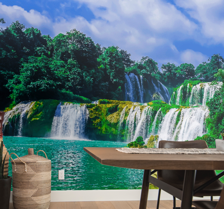 Wall mural waterfall majestic waterfall scene - TenStickers