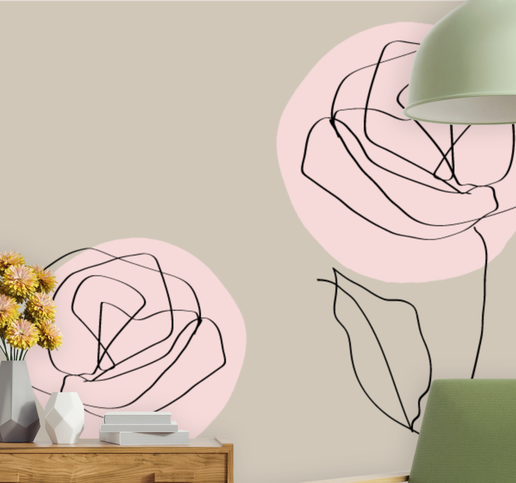 Watercolor white roses abstract wall mural - TenStickers