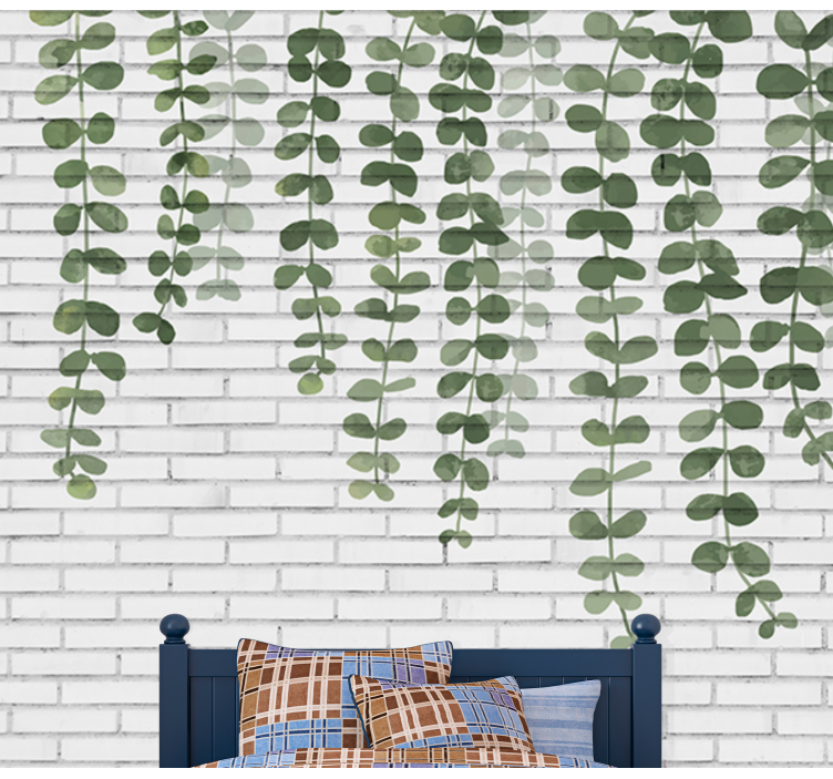 White brick wall with plants brick wall mural - TenStickers