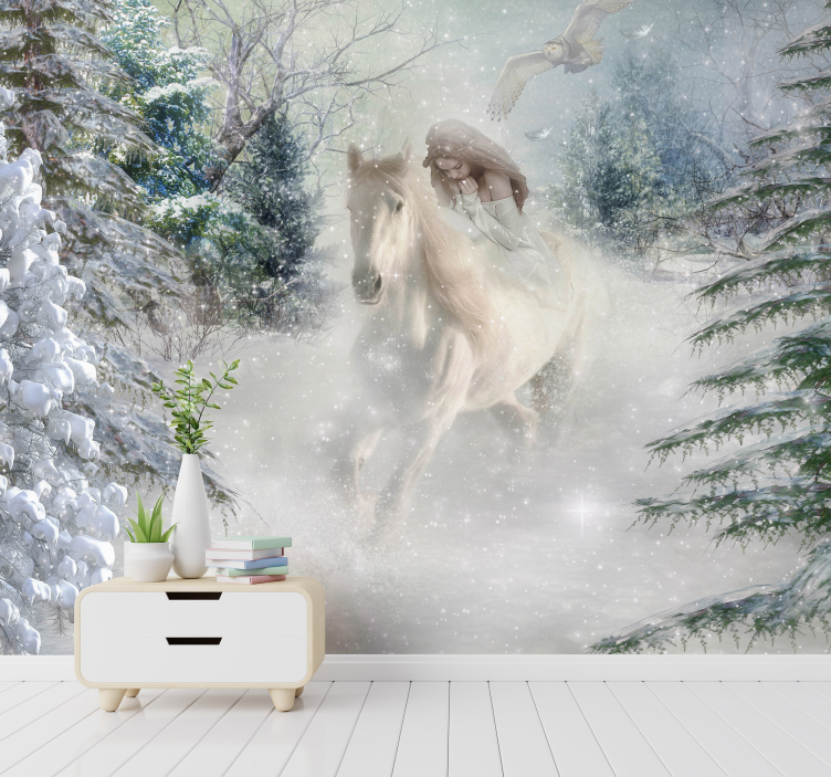 White Horse fantasy wall mural - TenStickers