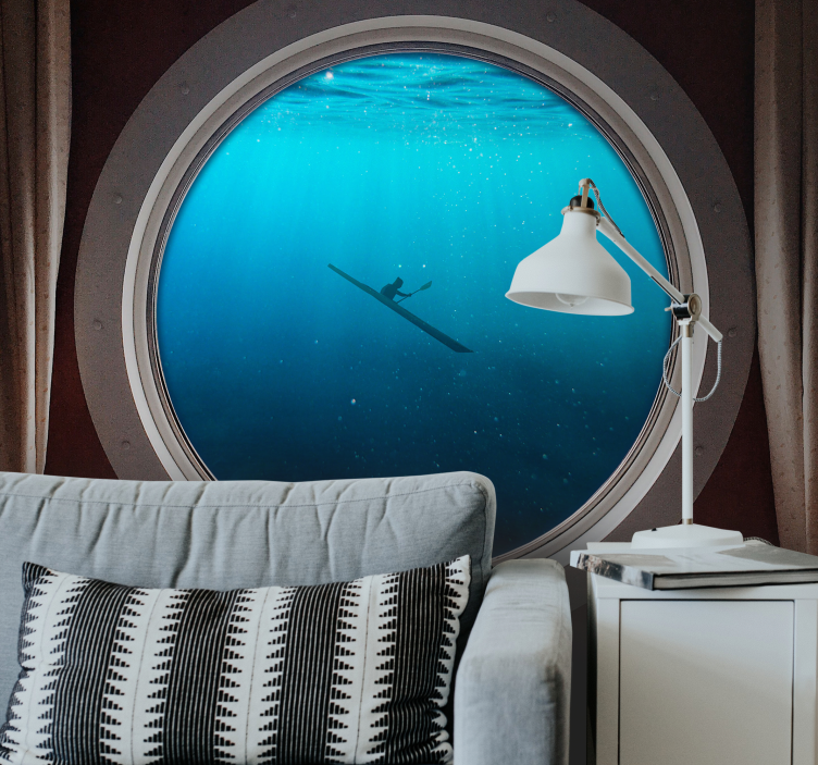 Window 3d underwater kayak 3D Wall Mural - TenStickers