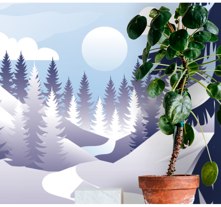 Winter Forest Scene landscape wall mural - TenStickers