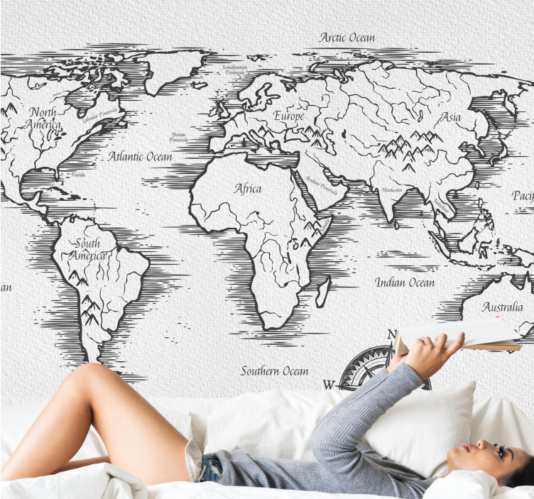 World map wallpaper comprehensive global map - TenStickers