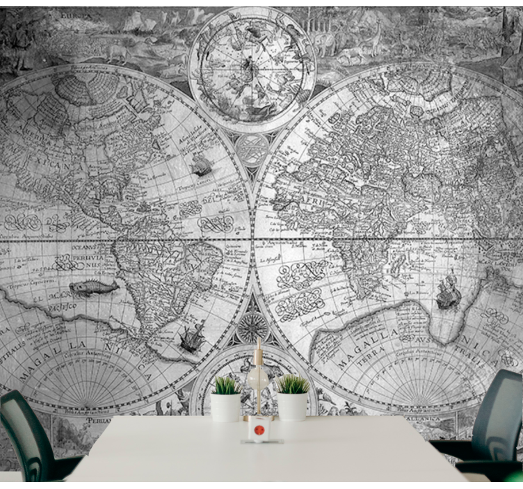 World map wallpaper detailed historical map - TenStickers
