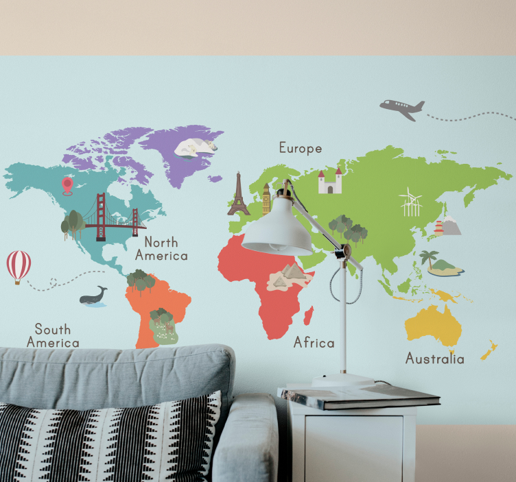 World map wallpaper world map illustration - TenStickers