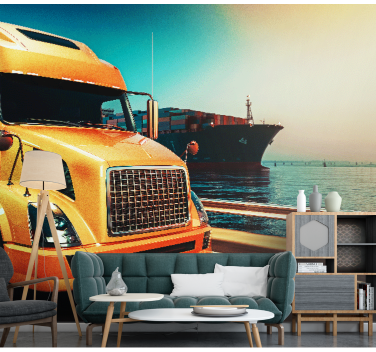 Yellow Freight Truck wall mural vehicle - TenStickers