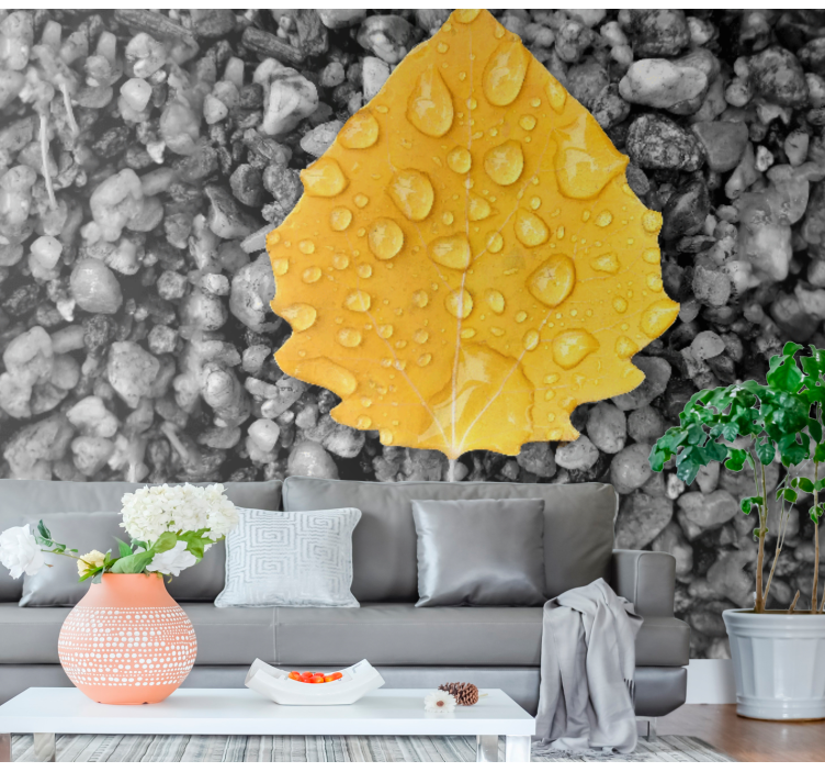 Yellow Leaf Detail wall mural nature - TenStickers