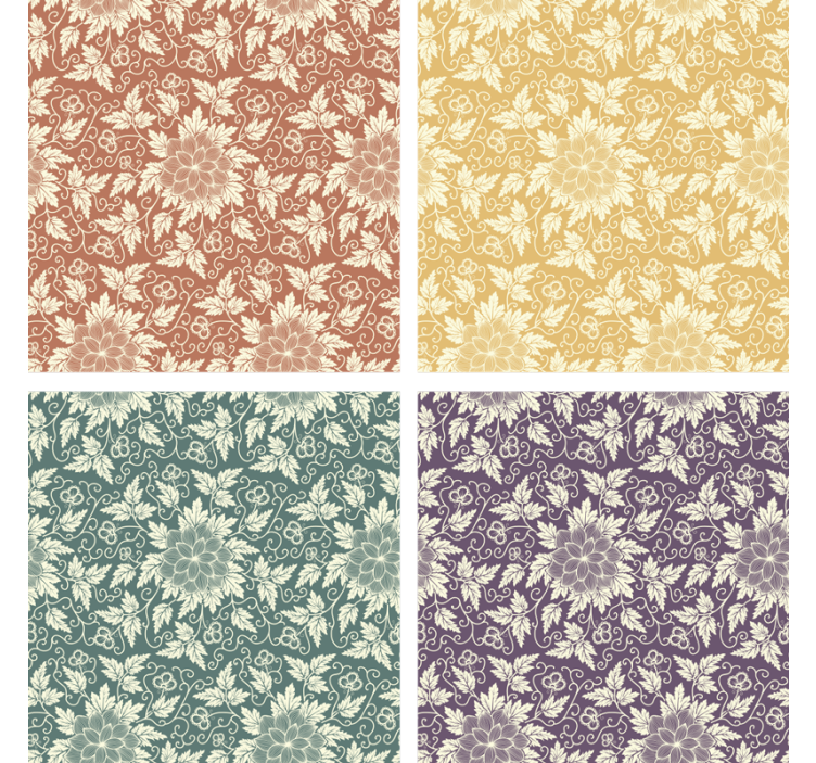 Vintage coasters floral patterned square tiles - TenStickers
