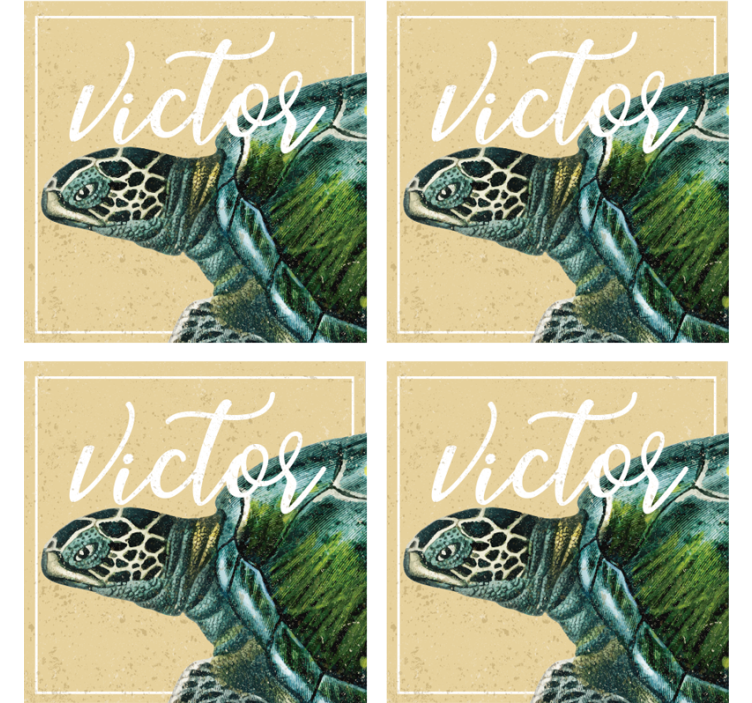 Personalised coasters turtle illustration with name - TenStickers