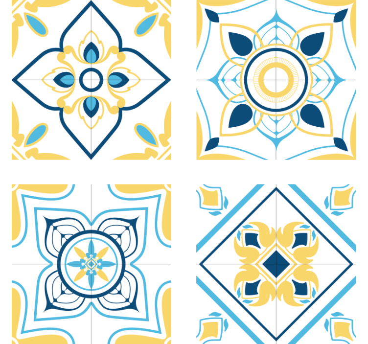 Tile coasters with geometric tile patterns - TenStickers