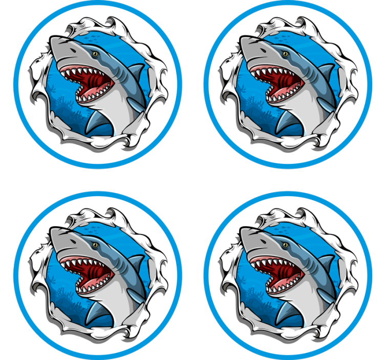 Geek coasters angry shark design - TenStickers