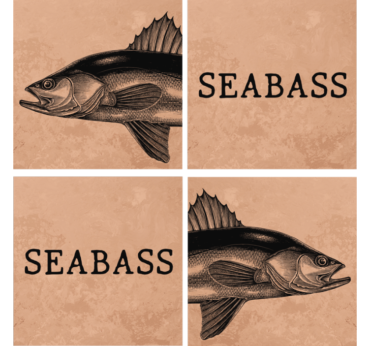Personalised coasters seabass illustration art - TenStickers