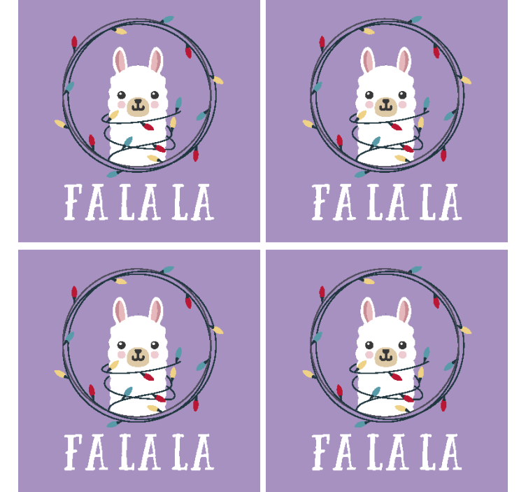Christmas coasters whimsical llama holiday joy - TenStickers