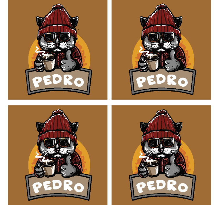 Geek coasters cool cat holding coffee - TenStickers
