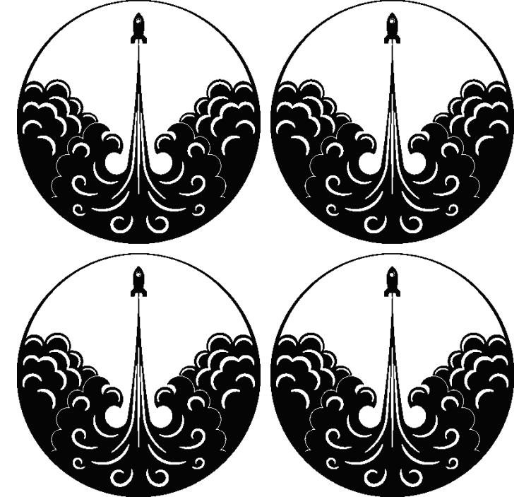 Geek coasters rocket launching waves - TenStickers