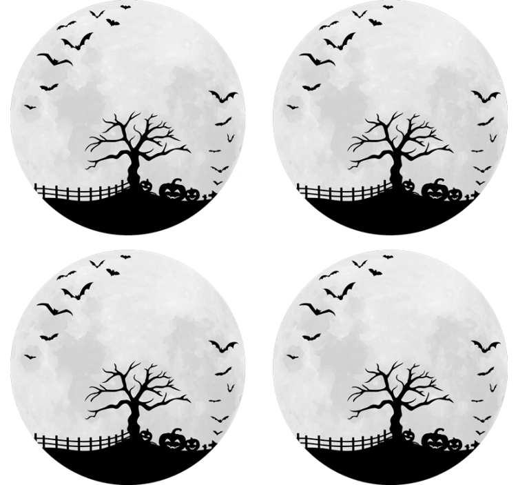 Halloween coaster spooky tree silhouette - TenStickers
