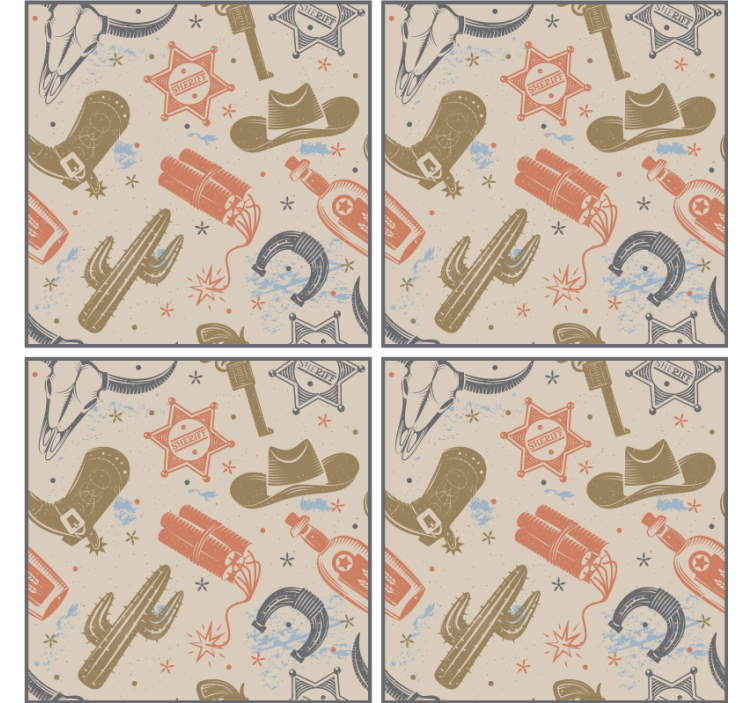 Geek coasters with cowboy theme elements - TenStickers