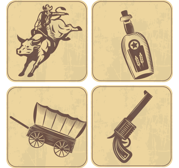 Vintage coasters rodeo cowboy vintage art - TenStickers