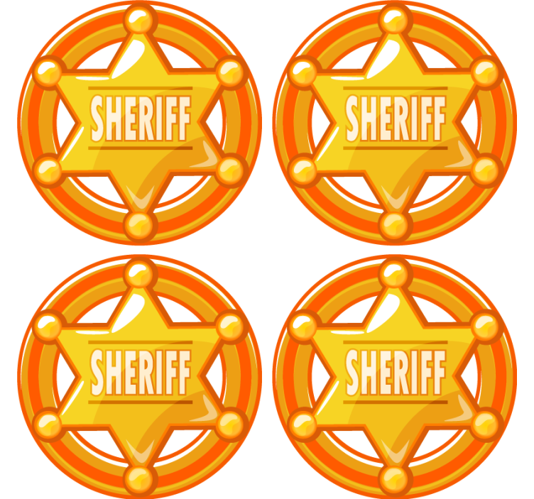 Geek coasters with sheriff star design - TenStickers