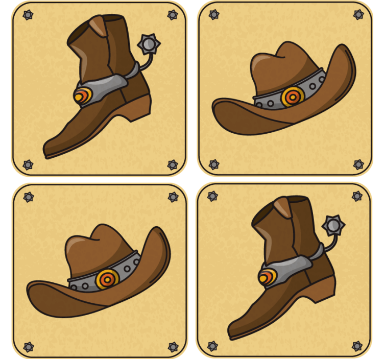 Geek coasters cowboy hat and boot design - TenStickers