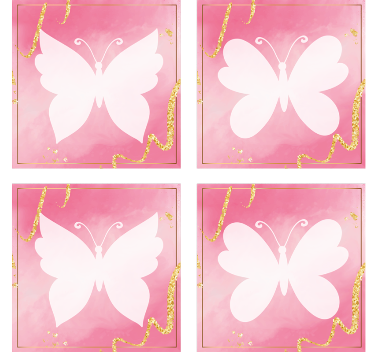 Pink butterflies butterfly coaster - TenStickers