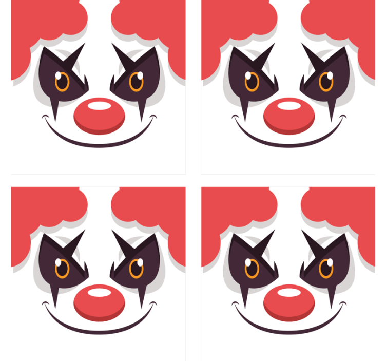 Geek coasters with fun clown face design - TenStickers
