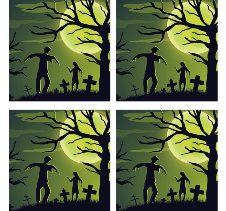 Halloween coaster zombies under moonlight - TenStickers