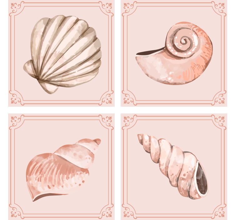 Vintage coasters with elegant shell designs - TenStickers