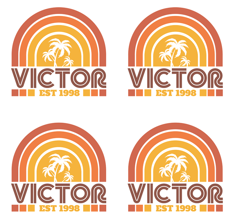 Personalised coasters retro palm trees design - TenStickers