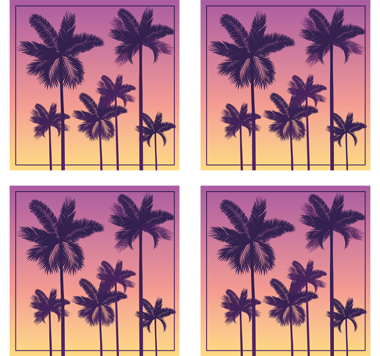 Coasters with silhouetted palm trees design - TenStickers