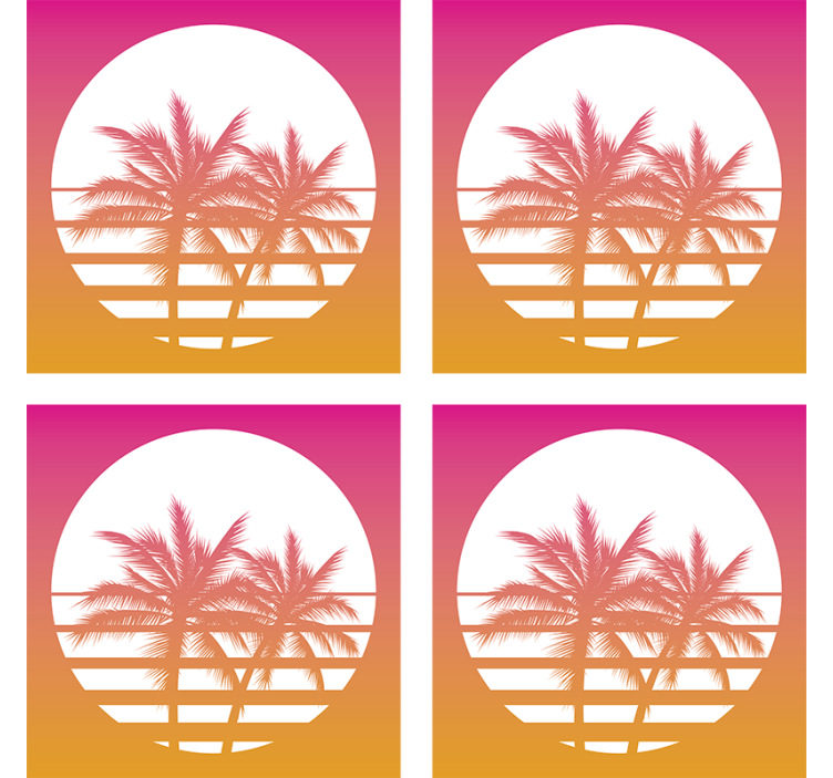 Geek coasters tropical sunset silhouette - TenStickers
