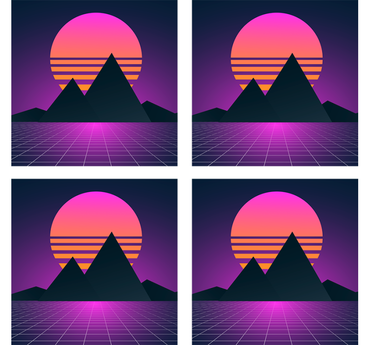 Modern coasters geometric mountain sunset design - TenStickers