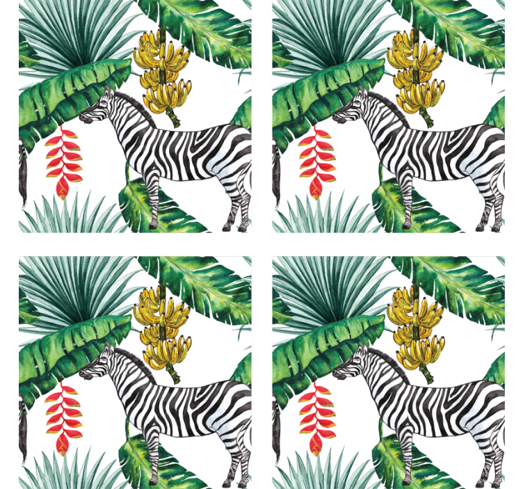 Geek coasters zebra and tropical foliage - TenStickers