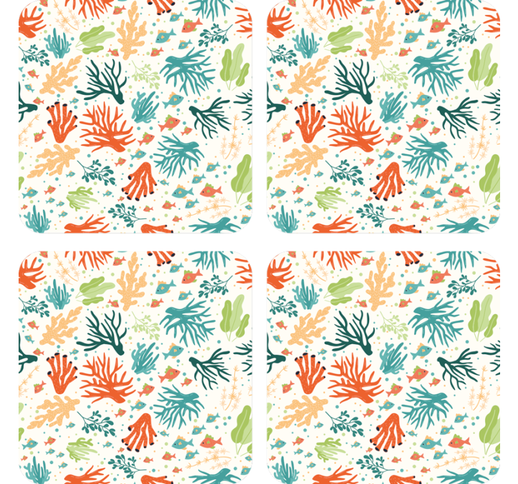 Coasters with vibrant coral designs - TenStickers